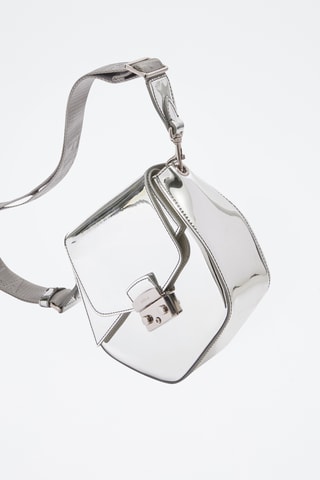 Sac bandoulière verni Metropolis Prisma - Argenté