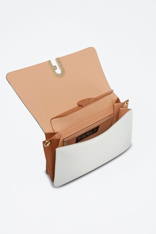 Sac bandoulière en cuir de veau Gemma M - Vert et blanc