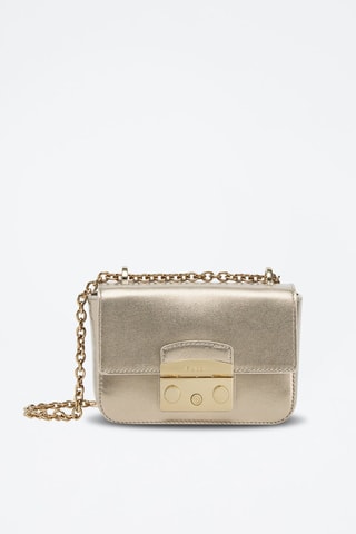 Sac bandoulière en cuir de veau Metropolis - Doré