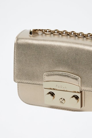 Sac bandoulière en cuir de veau Metropolis - Doré