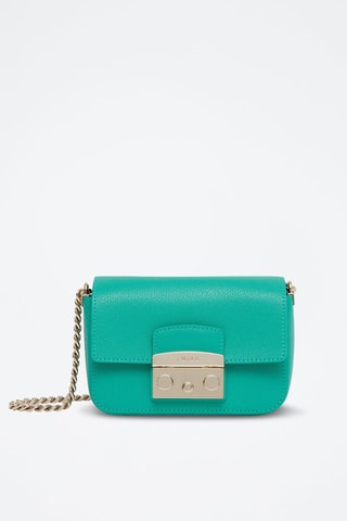 Sac bandoulière en cuir de veau Metropolis Mini - Vert