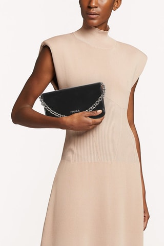 Sac bandoulière en cuir de veau Splendida Mini - Noir