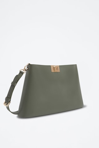 Sac bandoulière en cuir de veau Fleur M - Kaki 