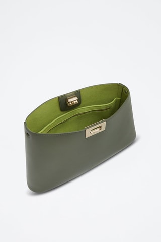 Sac bandoulière en cuir de veau Fleur M - Kaki 