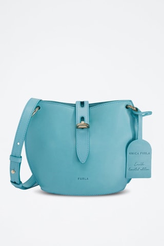 Sac bandoulière en cuir de veau Unica - Bleu canard