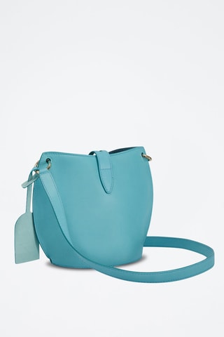 Sac bandoulière en cuir de veau Unica - Bleu canard