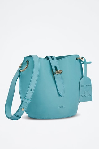 Sac bandoulière en cuir de veau Unica - Bleu canard