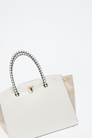 Cabas en cuir Genesi M - Blanc et greige