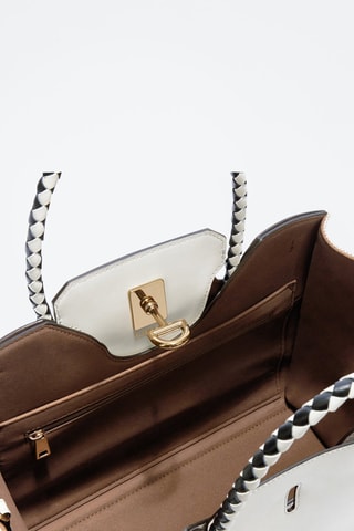 Cabas en cuir Genesi M - Blanc et greige