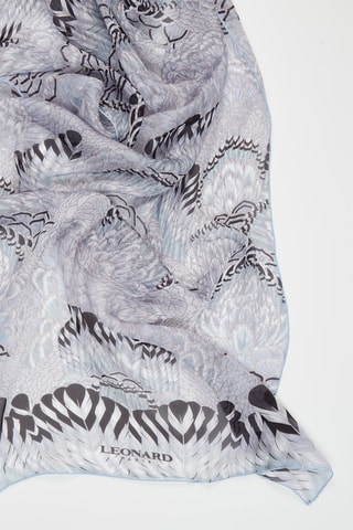 Echarpe en soie Mantila - Noir et gris clair