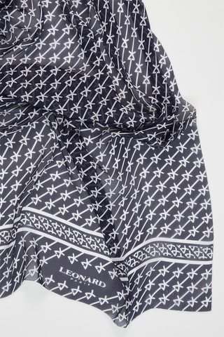 Echarpe en soie Micky - Bleu marine et blanc