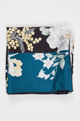 Carré en soie Lucky - Noir et bleu pétrole