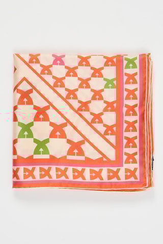 Carré en soie Design logo - Orange et écru