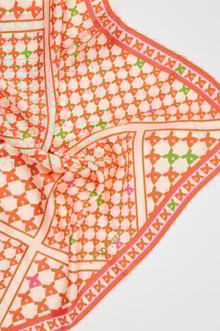 Carré en soie Design logo - Orange et écru