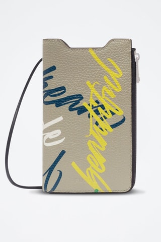 Etui pour téléphone en cuir Cosmo - Gris clair