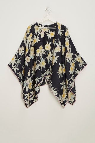 Poncho en laine et soie Marcia - Bleu clair