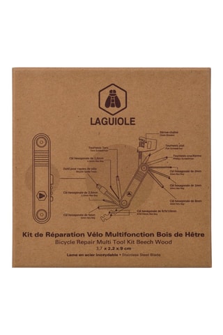 Kit de reparação de bicicleta multifunções em madeira e lâminas em aço inoxidável