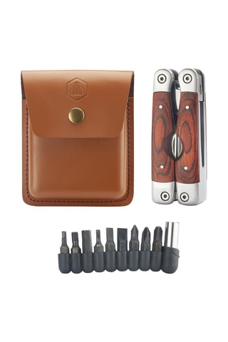 Alicate multifunções em madeira de pakka e aço inoxidável