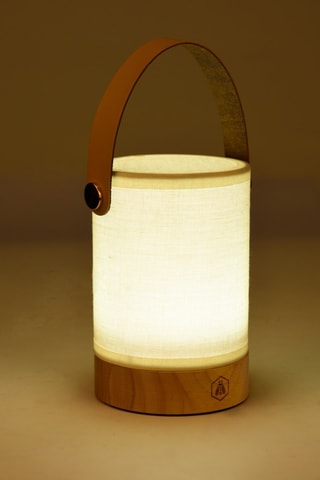 Lanterna portátil LED em madeira de hévea - Castanho