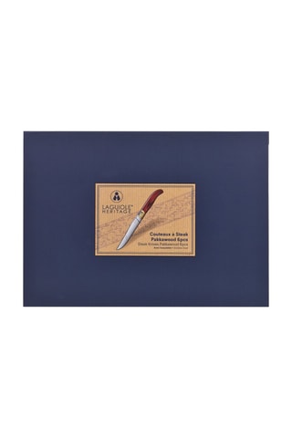 6 facas de mesa em aço inoxidável e madeira de pakka - 25 cm