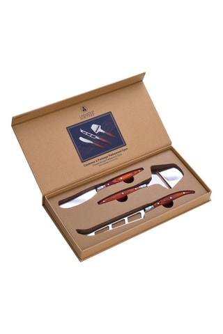 Coffret de 3 facas para queijo em madeira de pakka Heritage