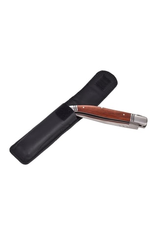 Faca dobrável em aço inoxidável e madeira de rosa