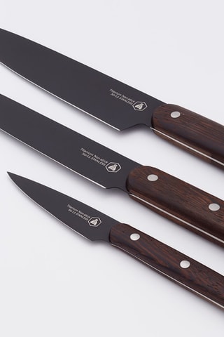 5 facas em aço inoxidável, revestimento de titânio e wenge