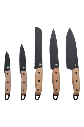 5 facas de cozinha em madeira de faia e aço inoxidável