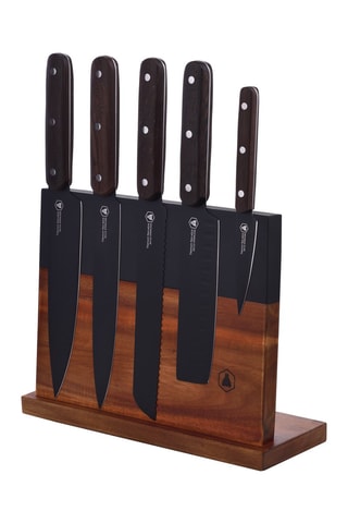 Bloco magnético de 5 peças em madeira de acácia, wengé e titânio