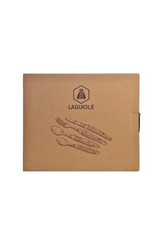 Faqueiro em aço inoxidável e madeira de pakka 16 peças