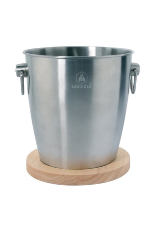 Balde para champanhe em madeira e aço inoxidável