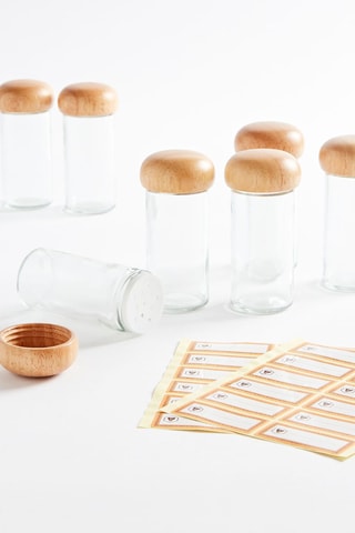 Suporte para condimentos em hévea 12 peças