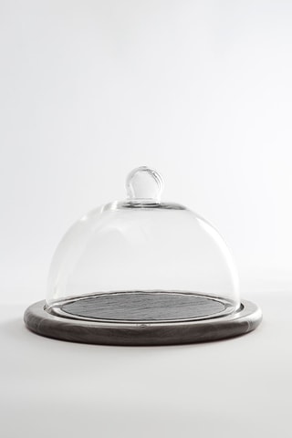 Redoma para queijos com tábua de madeira de acácia e ardósia - 25 cm