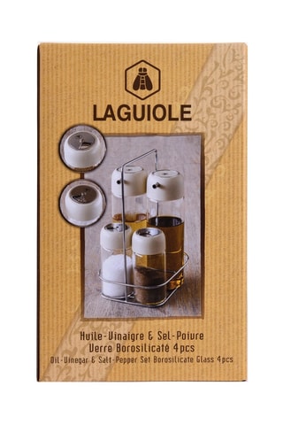 Conjunto de Óleo-Vinagre e Sal-Pimenta em vidro borossilicato e aço inoxidável - 4 peças