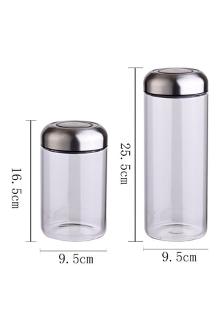 2 frascos de conservação em vidro de borosilicato e aço inoxidável - 900 e 1500 ml