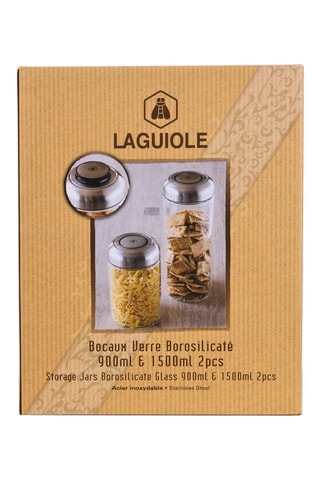 2 frascos de conservação em vidro de borosilicato e aço inoxidável - 900 e 1500 ml