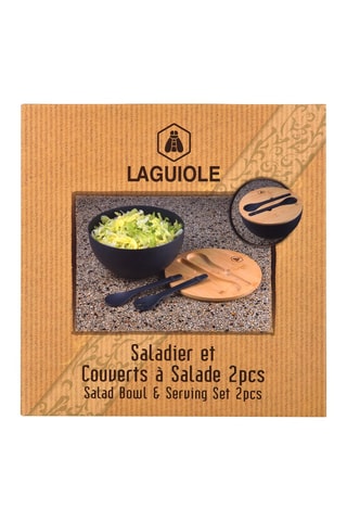 Conjunto de saladeira com tampa em madeira maciça - 3 peças