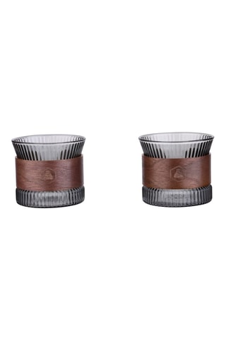 Conjunto de chá em vidro borosilicato e madeira - 4 peças