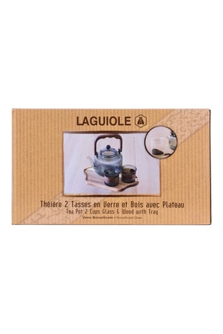 Conjunto de chá em vidro borosilicato e madeira - 4 peças