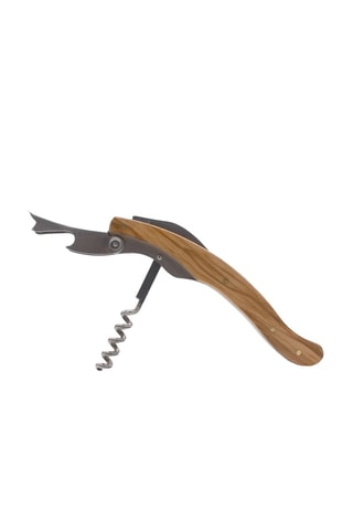 Saca-rolhas em madeira de oliveira.