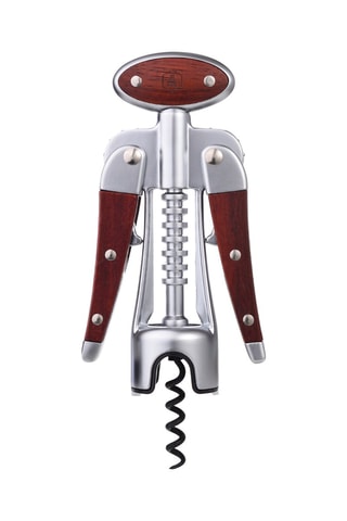 Saca-rolhas em aço inoxidável e madeira