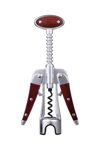 Saca-rolhas em aço inoxidável e madeira