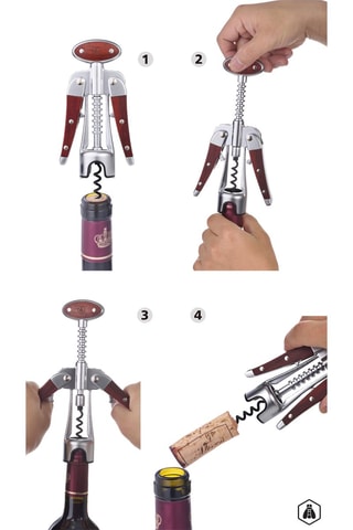 Saca-rolhas em aço inoxidável e madeira