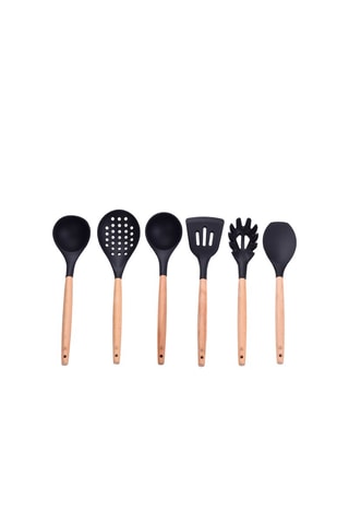 Conjunto de 6 utensílios em madeira de faia com frasco