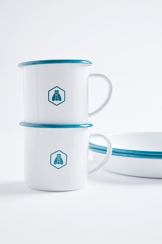 2 pratos e 2 chávenas para piquenique em aço inoxidável esmaltado