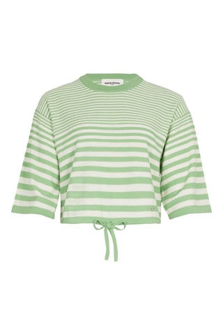 Pull en laine - Vert anis et blanc