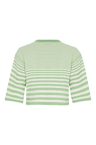 Pull en laine - Vert anis et blanc