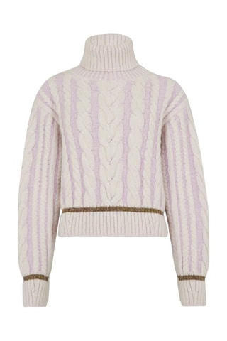 Pull en alpaga et laine - Lilas et écru