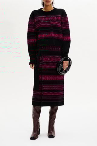 Pull en laine - Noir et fuchsia