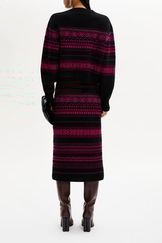 Pull en laine - Noir et fuchsia